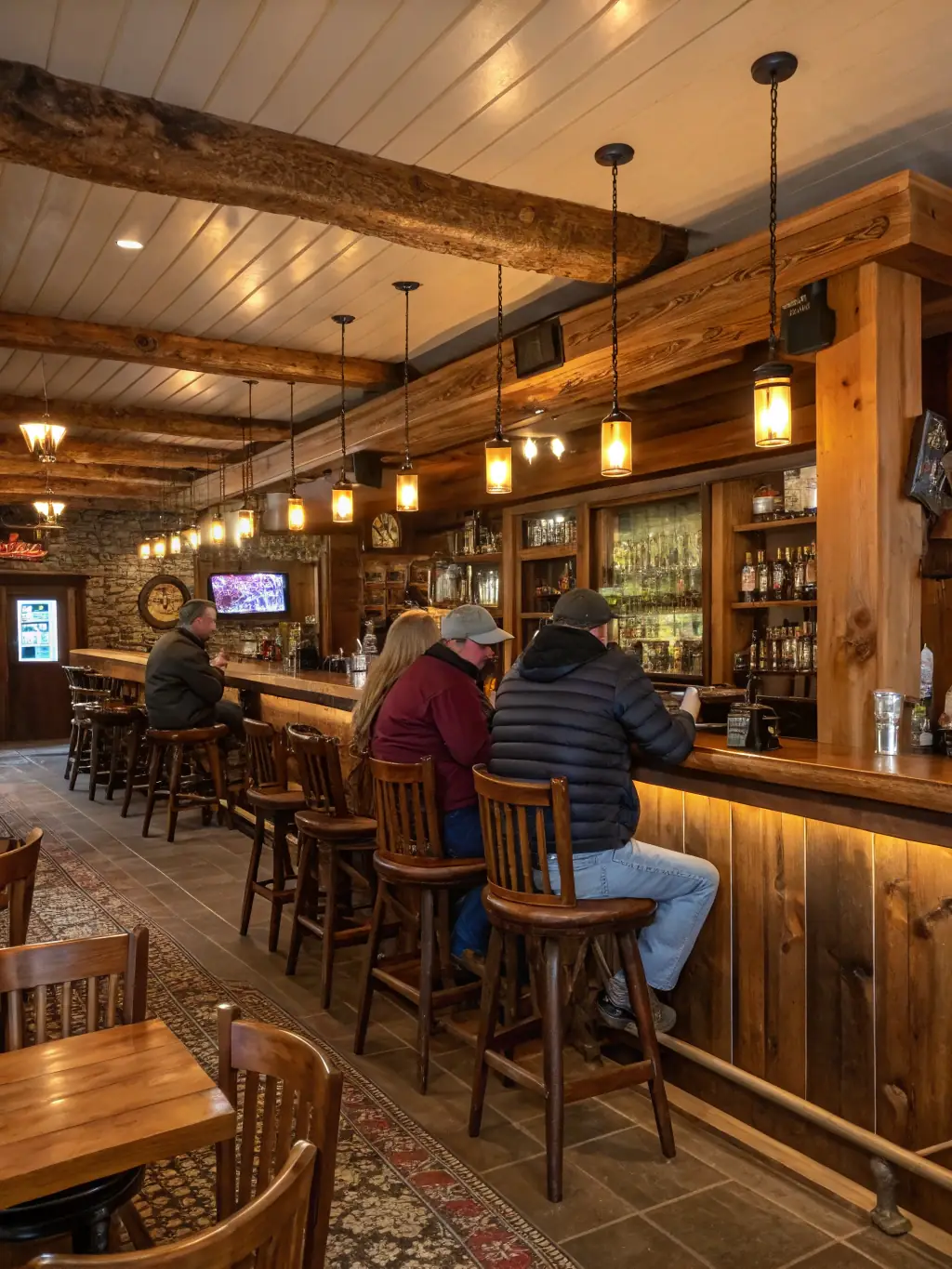 A cozy corner of a rustic barn interior featuring a well-stocked mini bar with artisan snacks and chilled drinks, bathed in natural garden light, inviting guests to relax.